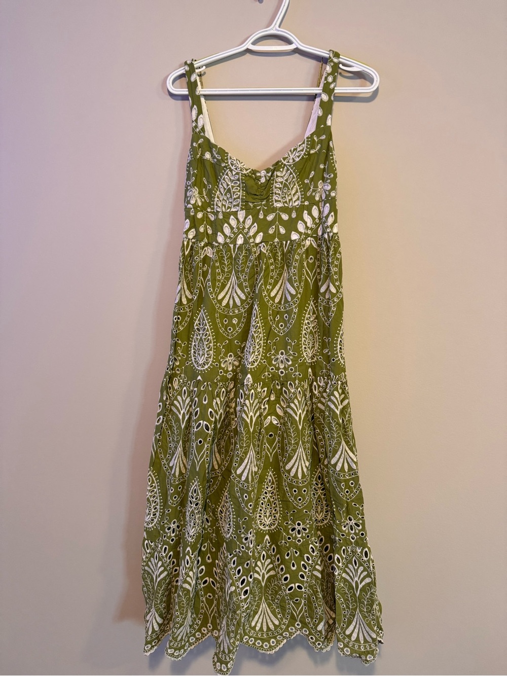 Zara Olive Green Printed Midi Dress
